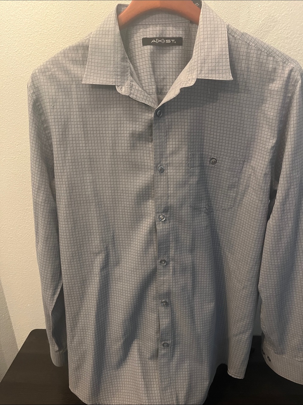 AXIST Light Gray Micro-Pattern Long-Sleeve Dress Shirt